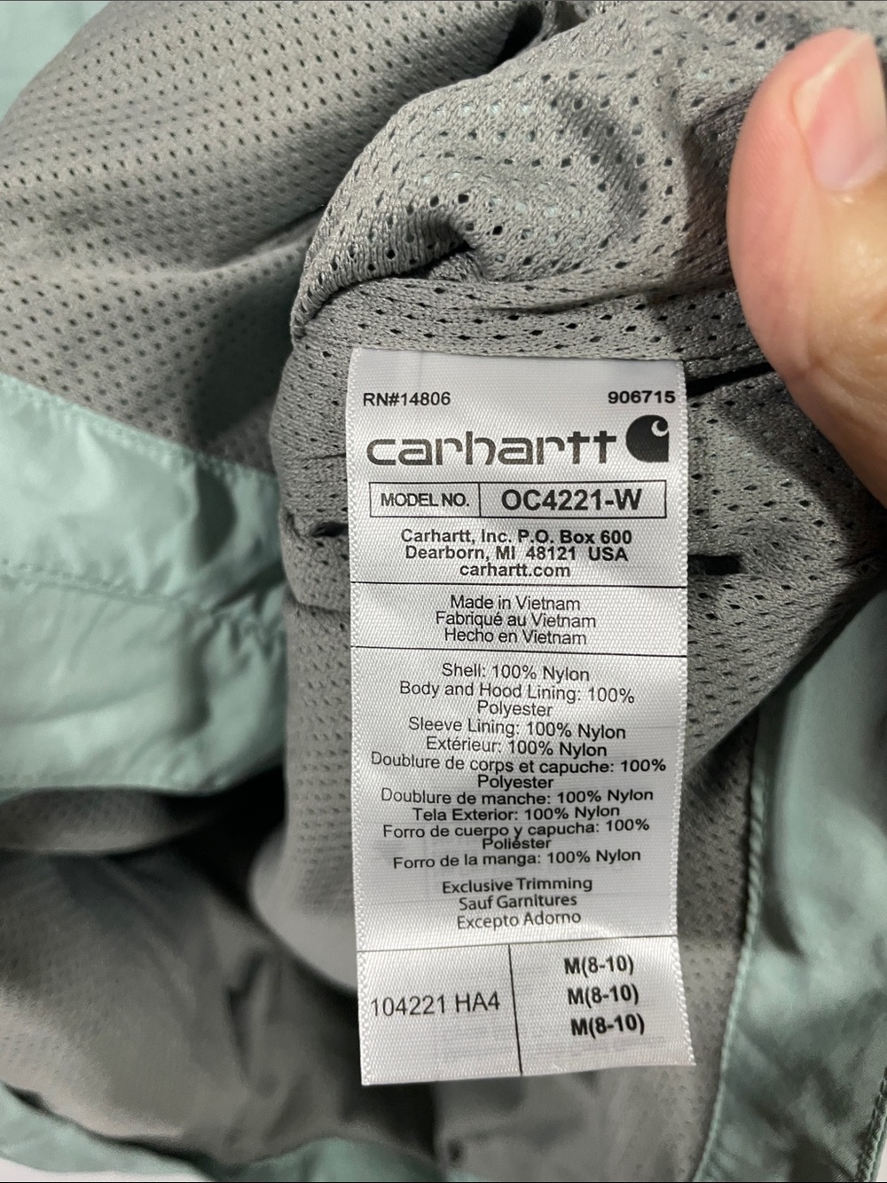 Carhartt Rain Defender Mint Green Ski Snow Jacket - Picture 5 of 5